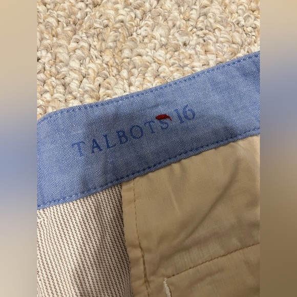 Talbots Weekend Chino striped Cropped pants women’s size 16 tan and white - Picture 9 of 14